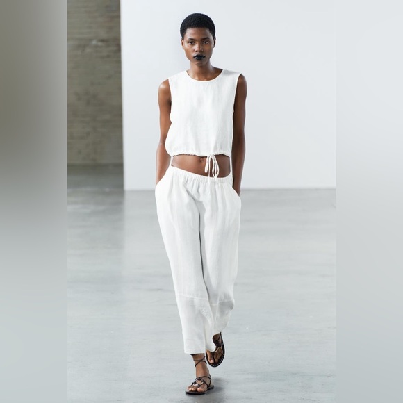 ZARA 100% LINEN MIDI SKIRT ZW COLLECTION - Picture 3 of 12